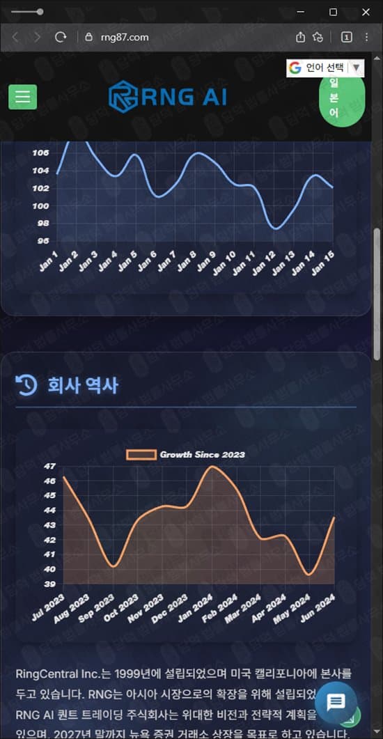이 사진은 담덕법률사무소에서 캡쳐해둔 퀀트(AI) 웹사이트 캡쳐 사진이며 URL은 rng91.com 입니다.