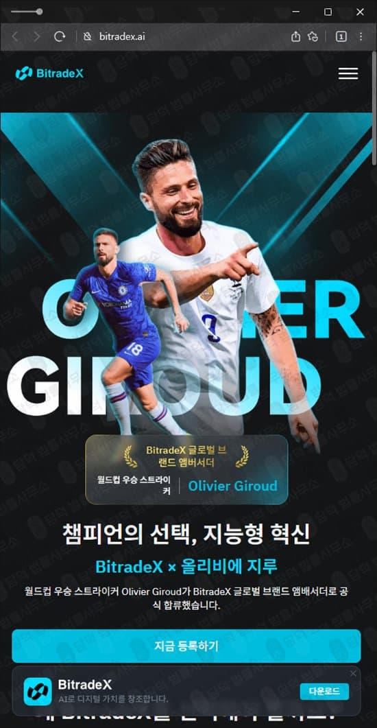 이 사진은 담덕법률사무소에서 캡쳐해둔 사칭(BitradeX) 관련 자료 사진입니다.